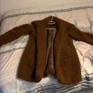 Fuzzy Brown Dress Coat